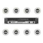 Kit Amplificador Mx4 Bakstage y 8 Bocinas Plafon Wharfdale C170