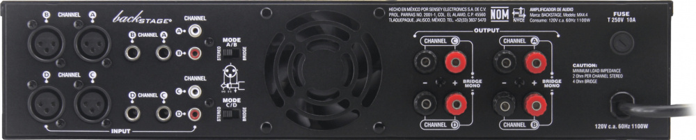 Amplificador De Audio Backstage Mx4.4 800w 4 Canales 2 Zonas_1
