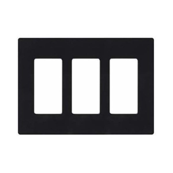 Placa De Pared 3 Espacios Lutron Cw3bl negro_0