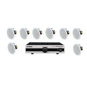 Kit 8 Bocinas de Plafon Quad CE6 Y Amplificador Yamaha Pa2030_0