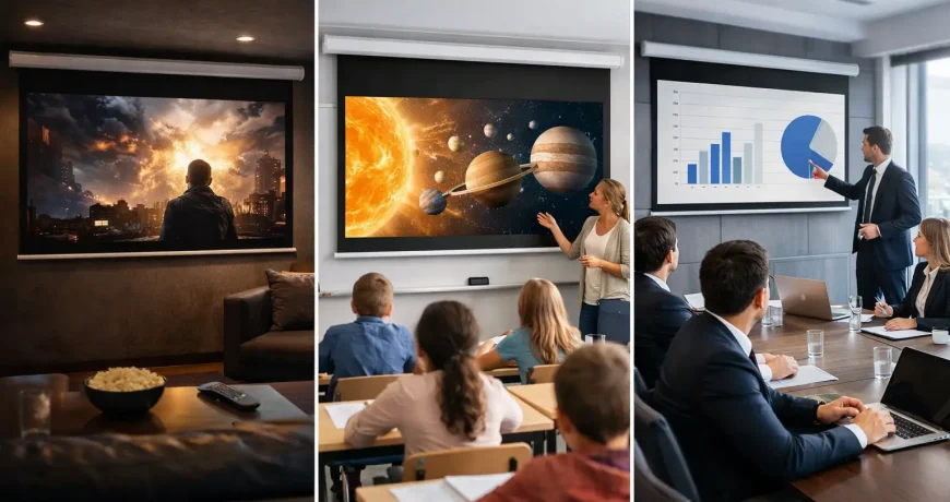 Pantalla motorizada para cine, aula y empresa
